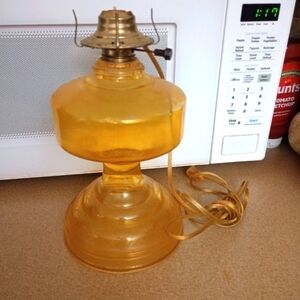 Vintage Yellow Oil Lamp Converted To Electric